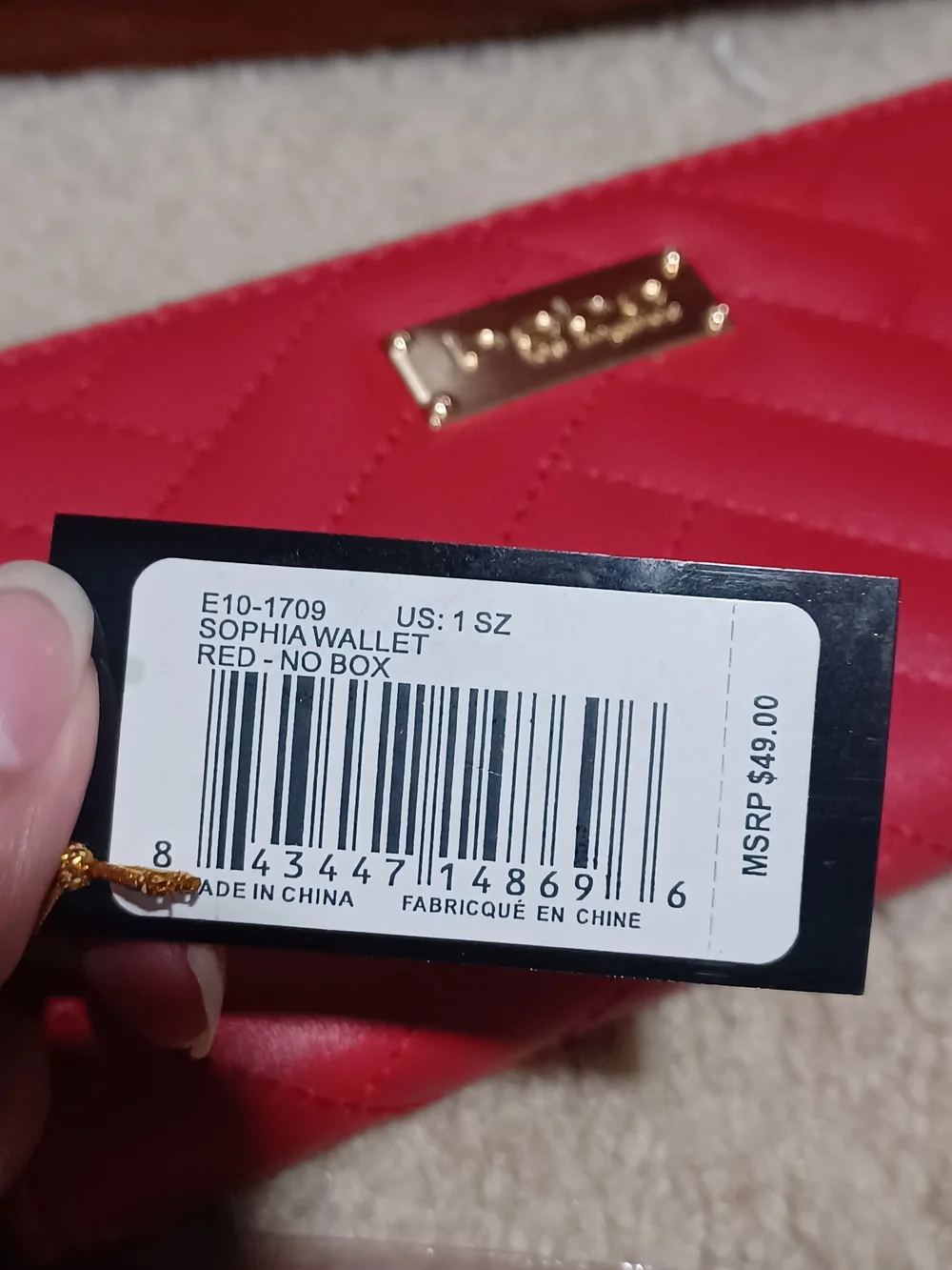 NWT BEBE Quilted Red 'Sophia' Zip Wallet w/ Wristlet